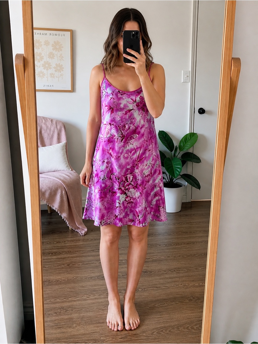VTG Floral Satin Slip Dress